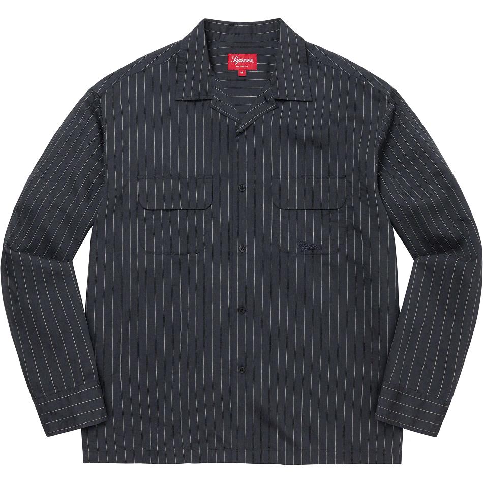 Camicie Supreme Pinstripe Linen Blu Marino | IT219NB