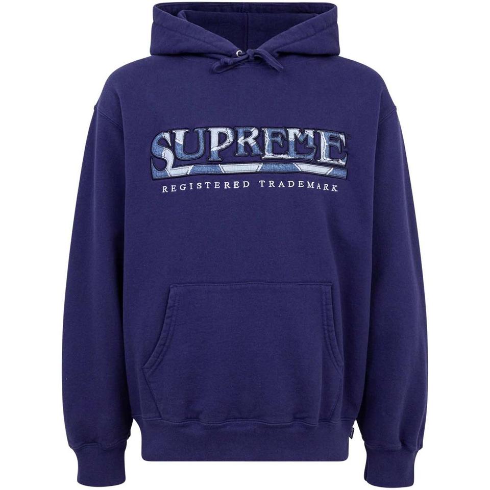 Felpa Con Cappuccio Supreme Amazing Denim Logo Blu | IT100PQ