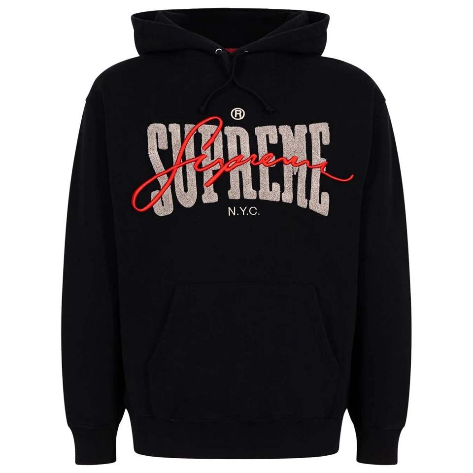 Felpa Con Cappuccio Supreme Embroide Chenilles Nere | IT108KI