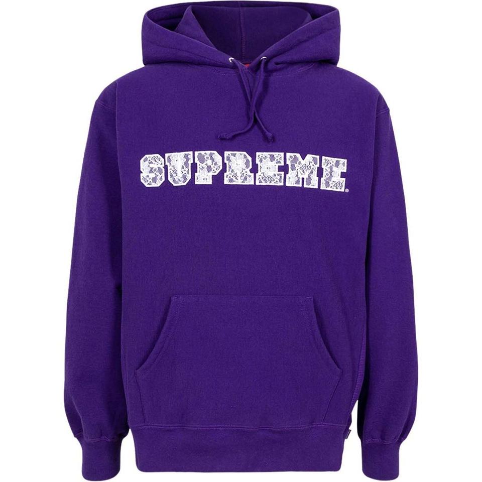 Felpa Con Cappuccio Supreme Pizzo Detail Logo Viola | IT115NB