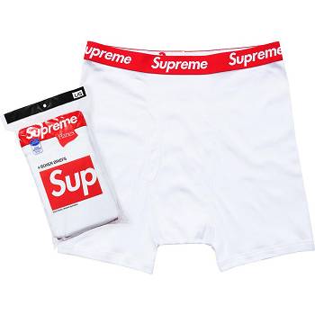 Biancheria Intima Supreme Hanes® Boxer Briefs (4 Pack) Bianche | IT490PQ