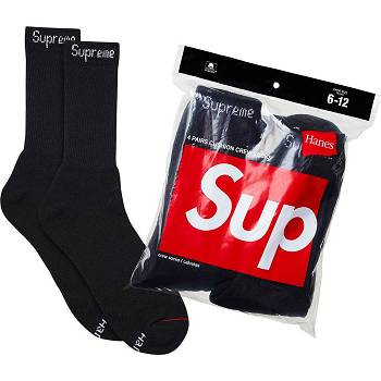 Calzini Supreme Hanes® Crew Socks (4 Pack) Nere | IT486YU