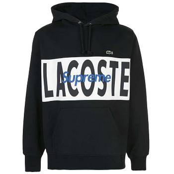 Felpa Con Cappuccio Supreme X Lacoste Logo Panel Nere | IT134KI