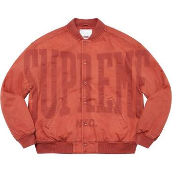 Giacca Supreme Washed Knockout Denim Varsity Rosse | IT153AP