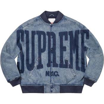 Giacca Supreme Washed Knockout Denim Varsity Blu Marino | IT154SO